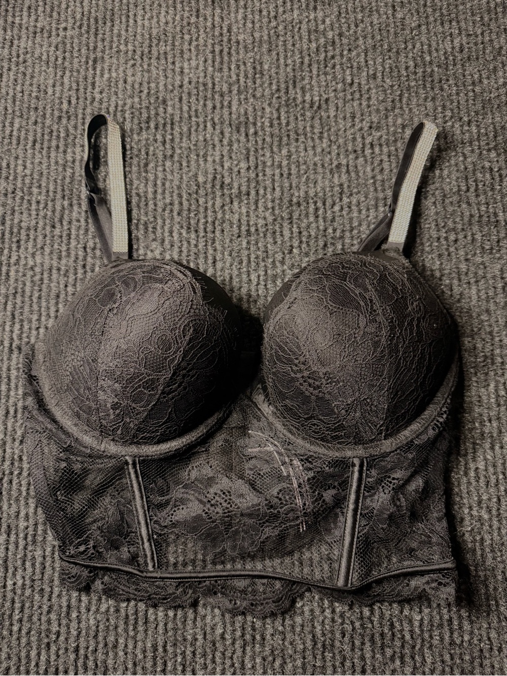 Victoria’s Secret Black Lace Longline Bustier Corset Bra 34C